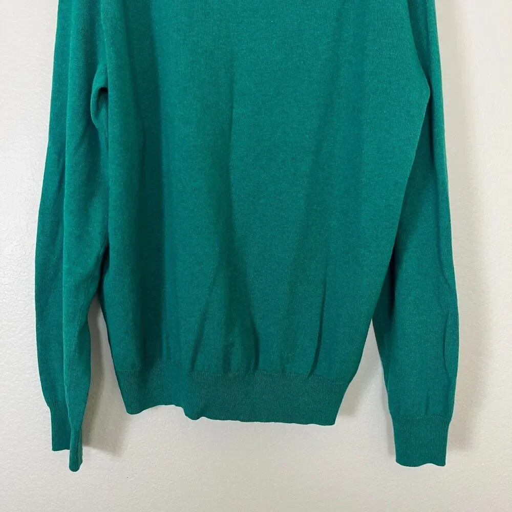J.Crew Men Size L Cotton Cashmere Kelly Green V-Neck Sweatshirt Casual Minimal